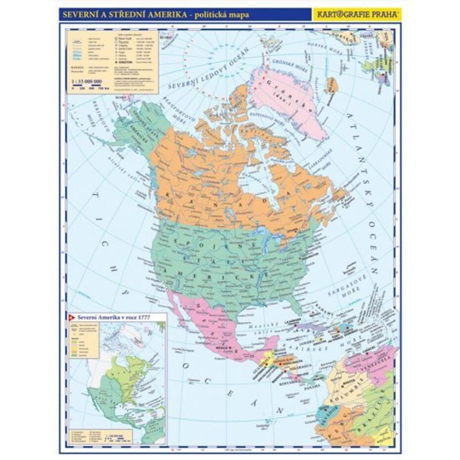 Severní a střední Amerika - příruční politická mapa A3/1:33 mil. - main (0)